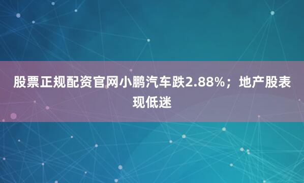 股票正规配资官网小鹏汽车跌2.88%；地产股表现低迷